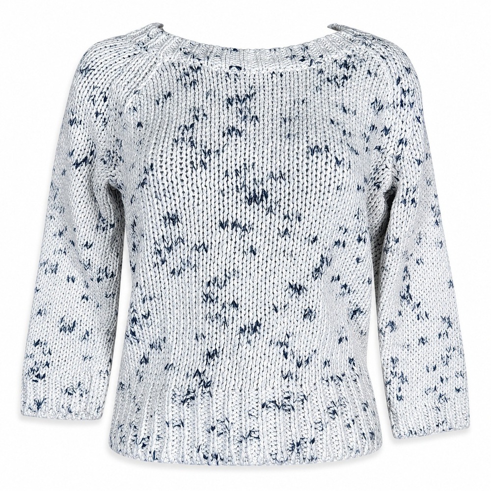 American Eagle 2011 Chunky Knit Sweater Womens Small White Blue Marled Coastal